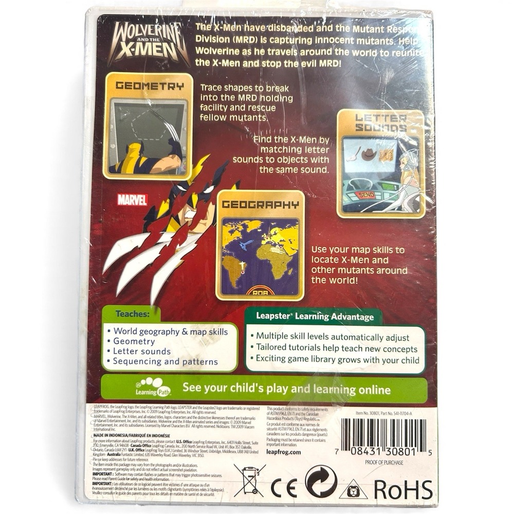Leap Frog Leapster Wolverine & the X-Men Learning Game Marvel K-2nd - Picture 2 of 2